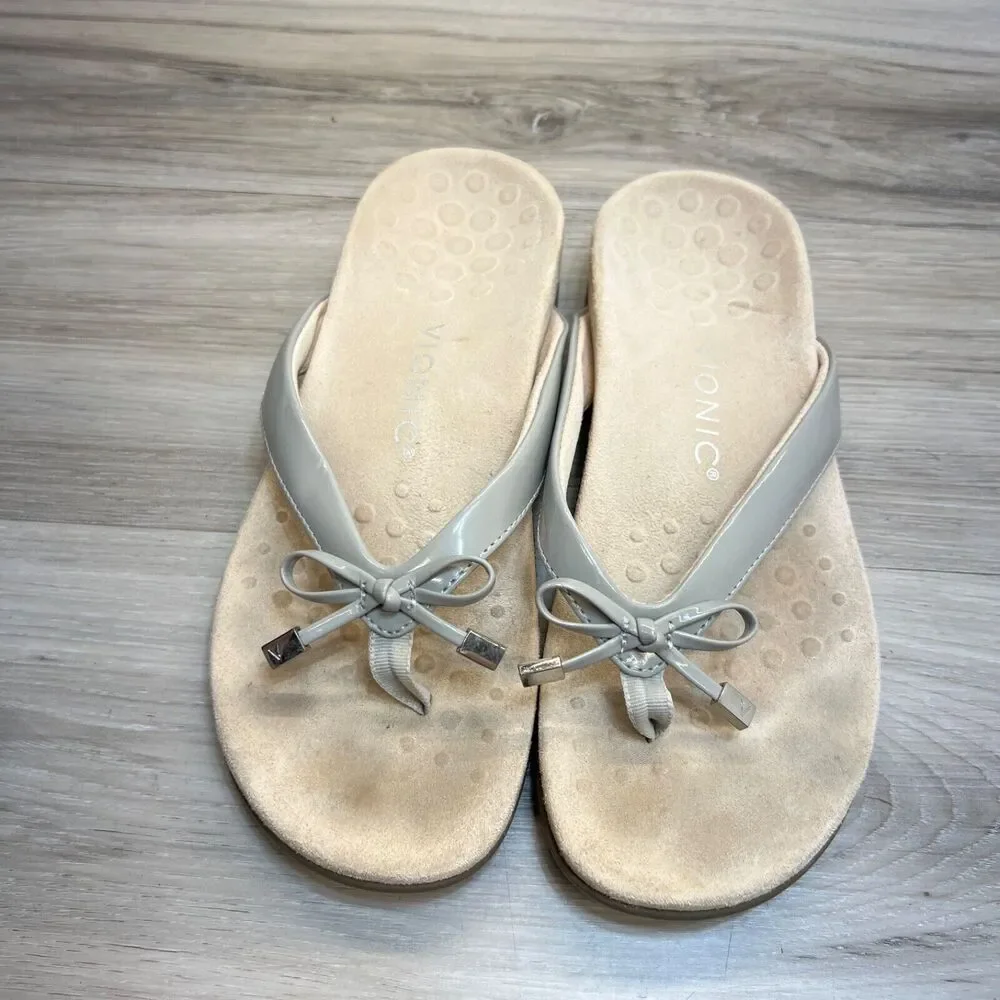 Vionic Bella II Women's Orthotic Sandals Thong Size‎ 7 EU 38 Beige Bow